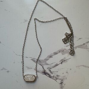 White Drusy Kendra Scott Silver Necklace